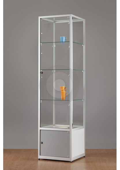 Display Cabinet with Glass Top and Storage Cupboard