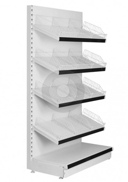 wall shop shelving with shelf risers and dividers
