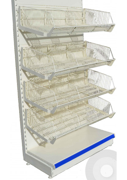shop shelving with wire baskets
